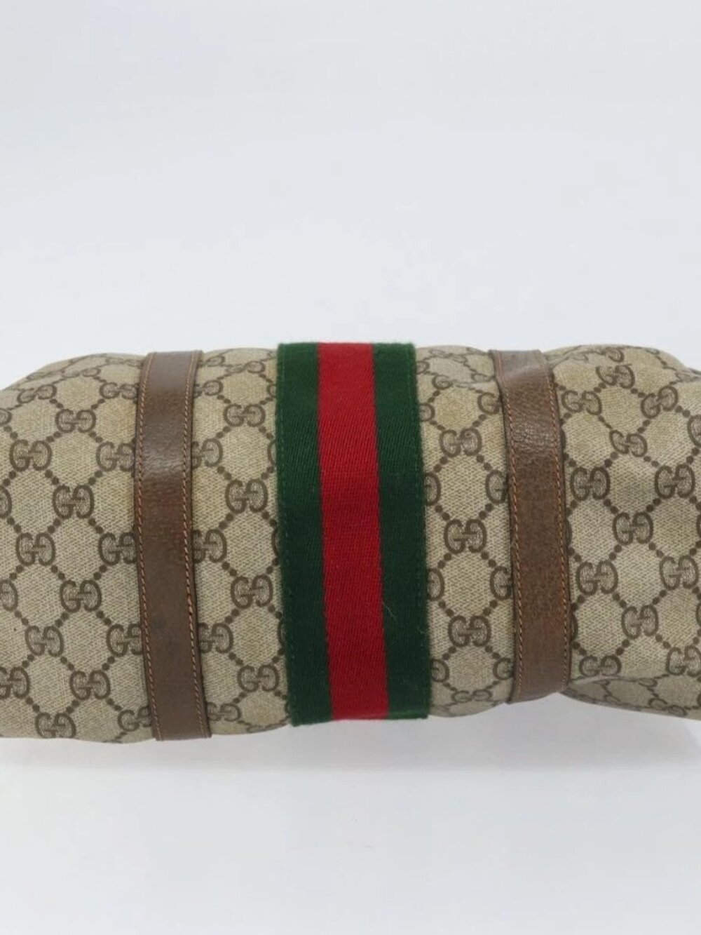 GUCCI GG Supreme Web Sherry Line Boston Bag PVC Beige Gold 40 02 006 Auth gh1505 - Picture 9 of 16